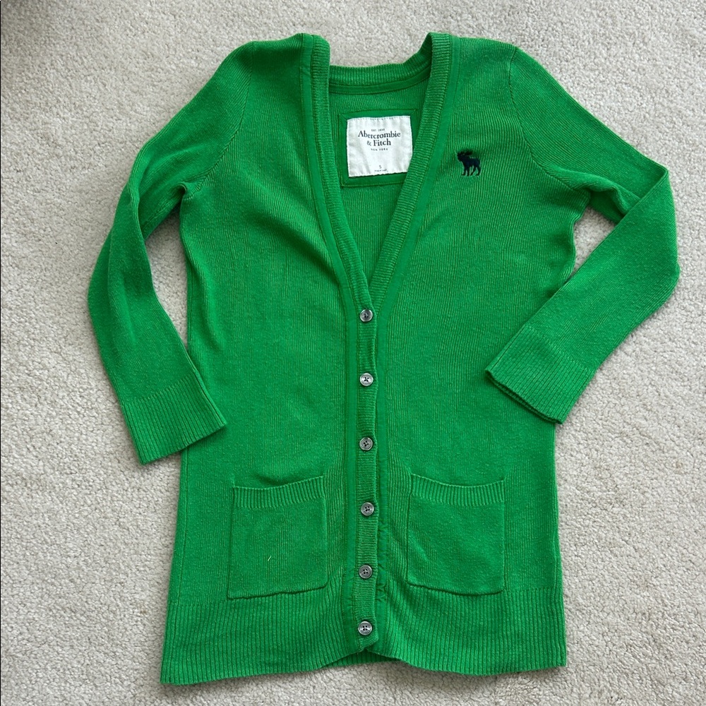Abercrombie & Fitch Bright Green Cardigan - Size S